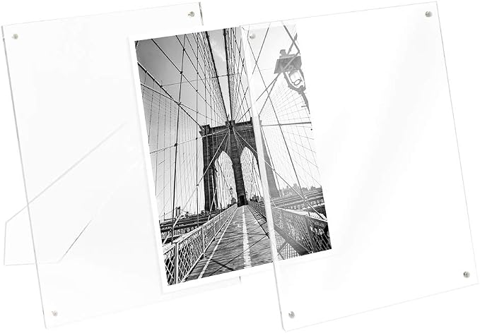 Isaac Jacobs 5” x 7” Clear Plain Acrylic Picture Frame, Magnetic Photo Frame, Made for Tabletop Display with Two-Way Easel | Plain Acrylic Picture Frame, Magnetic Photo Frame, Made for Tabletop Display - Image 2