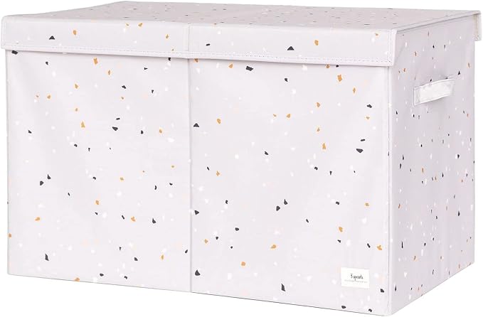 3 Sprouts Recycled Fabric Toy Chest, Extra Large, With Lid, Terrazzo Gray | Recycled fabric, Extra large storage box, Lid included, Collapsible, Sturdy toy bins, Kids bedroom or playroom, Lightweight by 3Sprouts