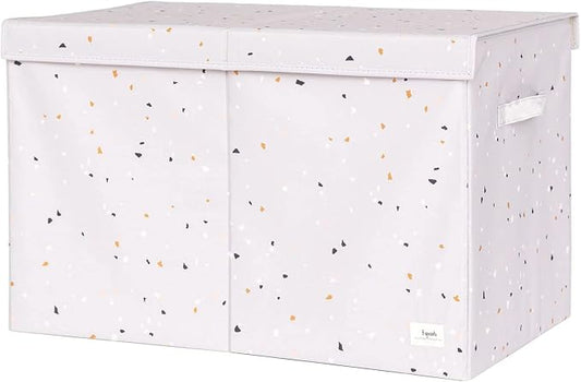 3 Sprouts Recycled Fabric Toy Chest, Extra Large, With Lid, Terrazzo Gray | Recycled fabric, Extra large storage box, Lid included, Collapsible, Sturdy toy bins, Kids bedroom or playroom, Lightweight by 3Sprouts