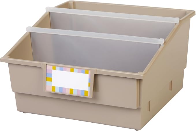 Really Good Stuff Picture Book Classroom Library Bins with Dividers, 6-Pack | Tan, 13.5 in W x 13.5 in D x 7.75 in - Image 7