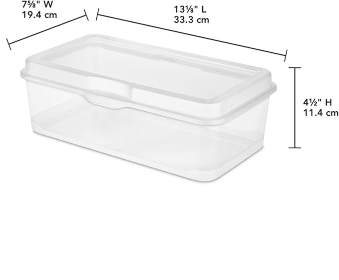 Sterilite 12-Pack FlipTop Stackable Rectangular Storage Bin with Hinging Lid, Clear | Bin with Hinged Lid, Stackable Multipurpose Organizer for Art & Craft Supplies, Accessories, Photos & CDs, Home or Office Use - Image 3