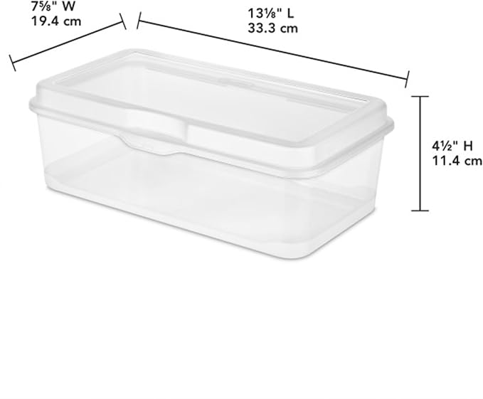 Sterilite 18-Pack FlipTop Stackable Rectangular Storage Bin with Hinging Lid, Clear | Bin with Hinged Lid, Stackable Multipurpose Organizer for Art & Craft Supplies, Accessories, Photos & CDs, Home or Office Use - Image 2