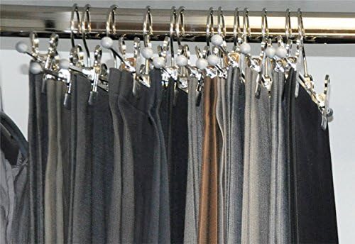 Mawa by Reston Lloyd Non-Slip Space-Saving Clothes Hanger For Pants & Skirts with Two Clips, Style K/40D, Set of 10, 15 3/4"L, White - Image 4
