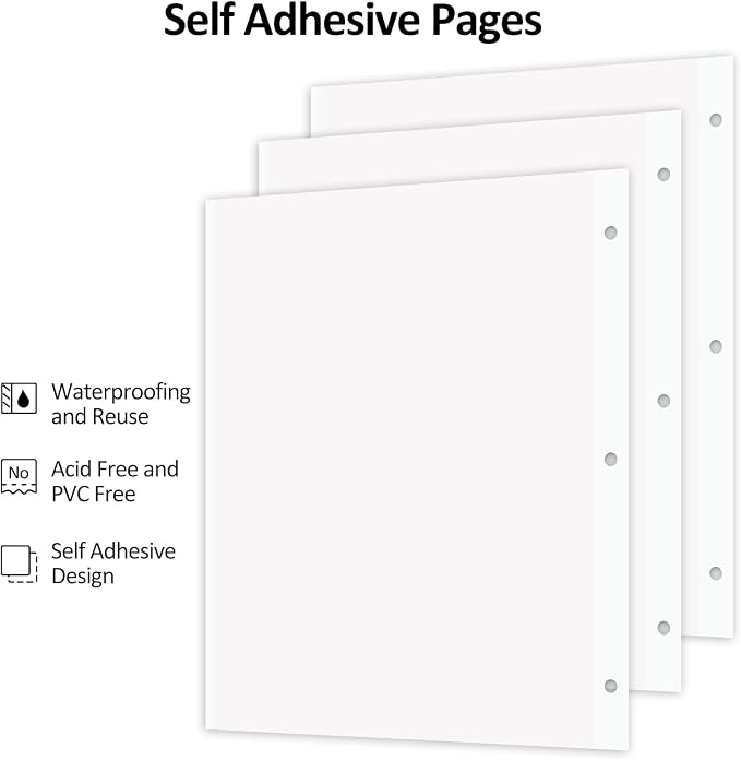 Zesthouse Photo Album Refill Pages for 3 Ring (10 Pack), 18 in Photo Albums Self Adhesive Pages Holds 12x12 8x10 5x7 4x6 2x3 Photos or Recipe Cards - Image 3