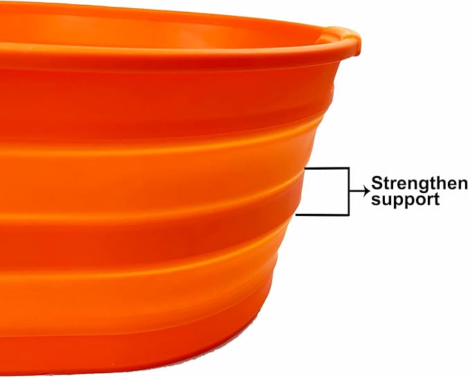 SAMMART 23L (6 Gallons) Collapsible Plastic Laundry Basket - Oval Tub/Basket - Foldable Storage Container/Organizer - Portable Washing Tub - Space Saving Laundry Hamper (Orange) - Image 5