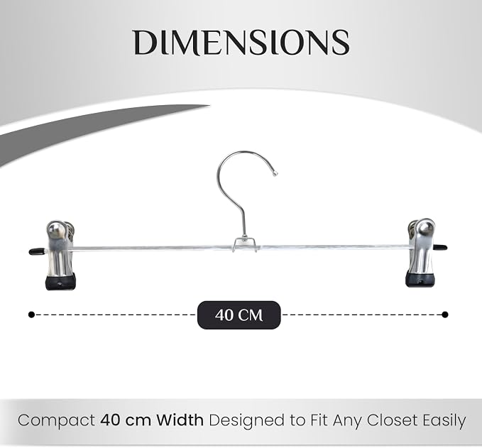 GVTECH Clip-On Pants Hangers, [30 Pack] Non-Slip Pants Clips, Wrinkle-Free Rubber Clips, Stainless Steel Hangers with Swivel Hook for Skirts and Jeans (30, 40 CM) - Image 2