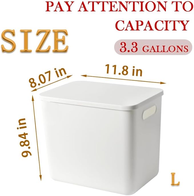 5 pack large plastic White storage bins with Lids, Toy Box Chest with Handle，Organizer Containers Baskets for Baby,Nursery，Shelves，Playroom, Bedroom，Office,Closet，home (White, 5L) - Image 5