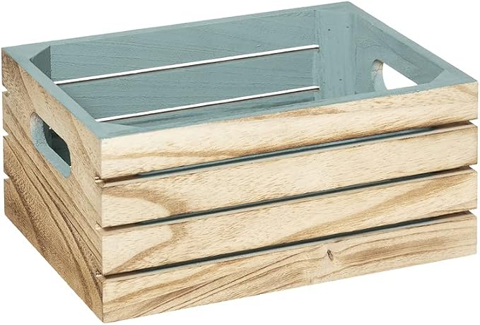 Atmosphera - Set of 3 Wooden Crate Storage Crates with Green Interior - Image 3