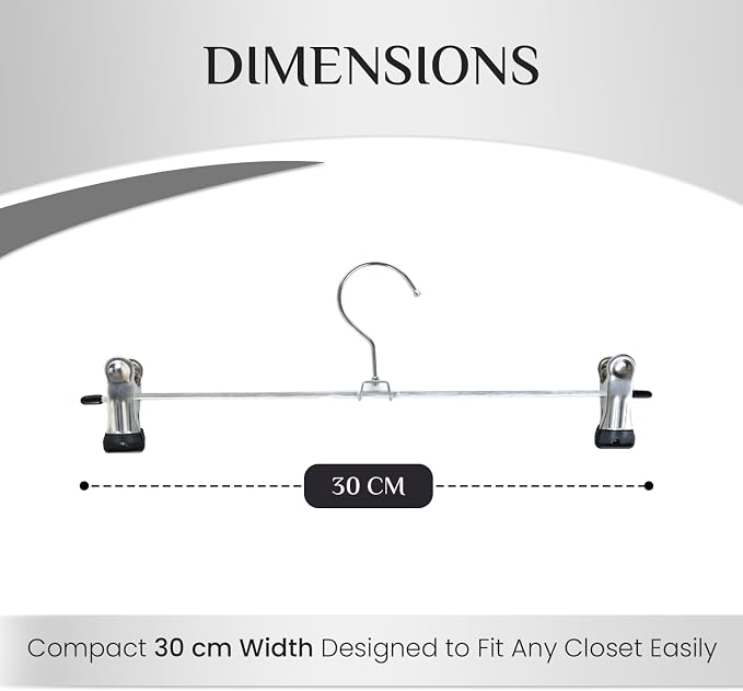 GVTECH Clip-On Pants Hangers, [30 Pack] Non-Slip Pants Clips, Wrinkle-Free Rubber Clips, Stainless Steel Hangers with Swivel Hook for Skirts and Jeans (30, 30 CM) - Image 2