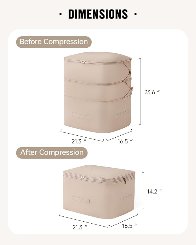 Eachy 3-Pack Comforter Storage Bag Blanket Storage Bags, 136L Compression Storage Bags for Blanket Comforter, Ultra Space Saving Self Compression Organizer - Image 7