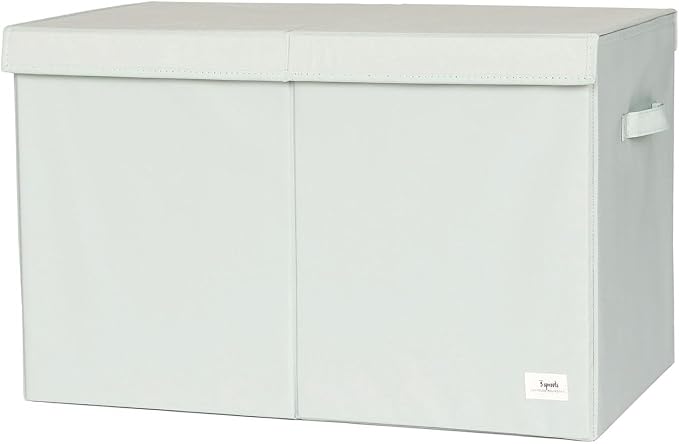 3 Sprouts Recycled Fabric Toy Chest, Extra Large, With Lid, Solid Green | Recycled fabric, Extra large storage box, Lid included, Collapsible, Sturdy toy bins, Kids bedroom or playroom, Lightweight by 3Sprouts