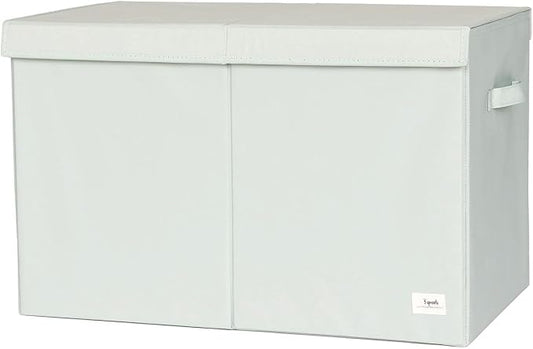 3 Sprouts Recycled Fabric Toy Chest, Extra Large, With Lid, Solid Green | Recycled fabric, Extra large storage box, Lid included, Collapsible, Sturdy toy bins, Kids bedroom or playroom, Lightweight by 3Sprouts