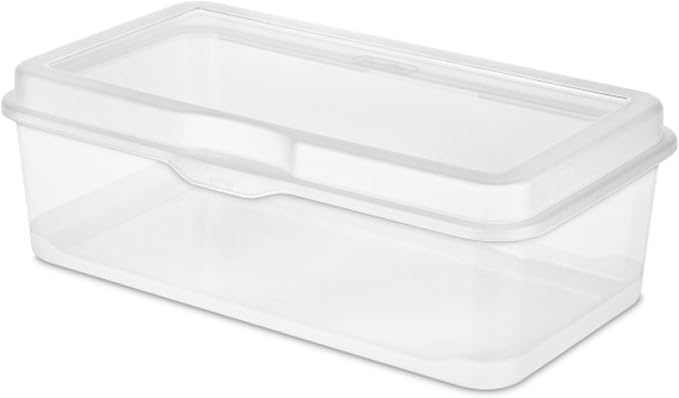 Sterilite 12-Pack FlipTop Stackable Rectangular Storage Bin with Hinging Lid, Clear | Bin with Hinged Lid, Stackable Multipurpose Organizer for Art & Craft Supplies, Accessories, Photos & CDs, Home or Office Use - Image 2
