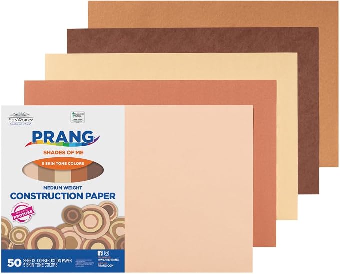 Prang Construction Paper, Shades of Me, 12" x 18", 50/Pack, 25 Packs | Formerly SunWorks, Multicultural Craft Paper, Medium Weight, 5 Assorted Skin Tone Colors, 1250 Sheets Total, P9512 - Image 2