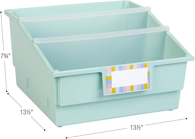 Really Good Stuff Picture Book Classroom Library Bins with Dividers, 6-Pack | Mint Green, 13.5 in W x 13.5 in D x 7.75 in - Image 4