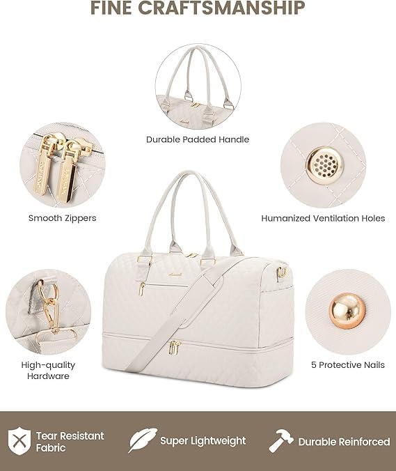 LOVEVOOK Travel Duffle Bag for Women, Weekender Overnight Bag with Shoe Compartment, Carry on Bag with Toiletry Bag, Gym Duffel Bag with Wet Pocket, Hospital Bags for Labor and Delivery 3 Pcs Set - Image 4
