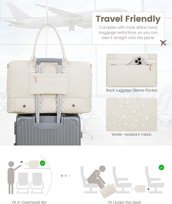LOVEVOOK Travel Duffle Bag for Women, Weekender Overnight Bag with Shoe Compartment, Carry on Bag with Toiletry Bag, Gym Duffel Bag with Wet Pocket, Hospital Bags for Labor and Delivery 3 Pcs Set - Image 5
