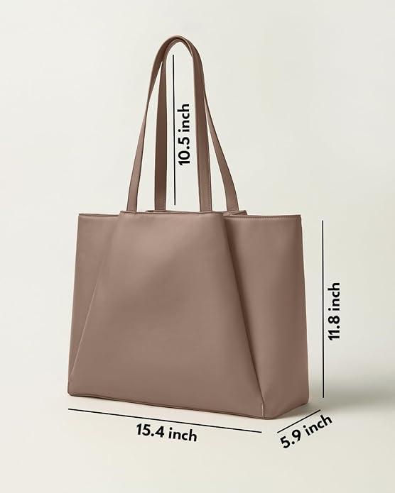 Work Tote Bags for Women 15.6 Inch Laptop with Zip Compartments | Vegan Leather Strcutured Professional Briefcase for Office, Meeting, Business with Padded Sleeve for Computer, water bottle - Image 7