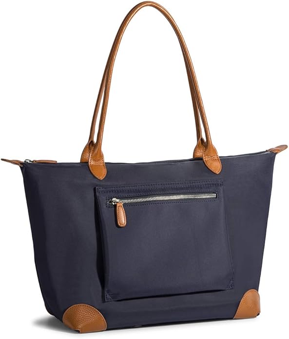 DORIS&JACKY Women Lightweight Tote Bag Designer Leather Work Shoulder Purse | Large Foldable Waterproof Nylon Hobo, Soft Fashion Casual Travel Gym Shopping Handbags with Long Leather Strap by DorisJacky