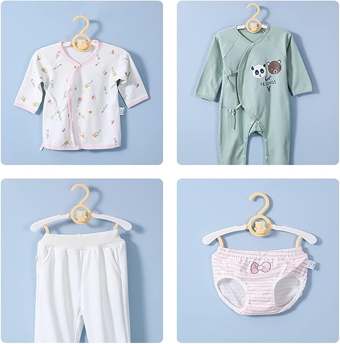 Baby Clothes Hangers 20 Pack Plastic Kids Hangers Space Saving for Closet | ellow Hanger for Toddler Girl and Boy - Lightweight Anti-Slip Cascading Padded Slim Extendable Adjustable Pants Bear Hangar - Image 3