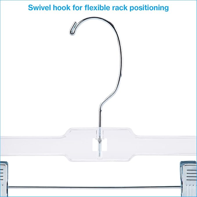 11 Inch Clear Plastic Kids Hangers with Clips - Case of 100 - Durable Kids Skirt - Image 2