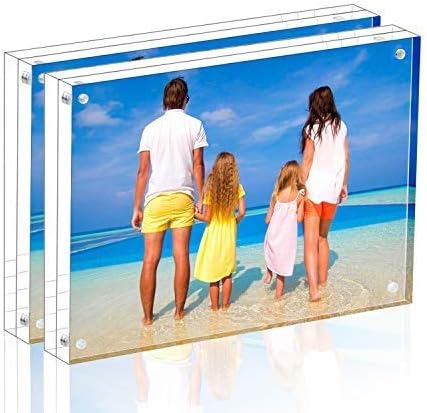 Meetu Acrylic Picture Frame 4x6 Tabletop Photo Frame Magnetic Double Sided Frame Free Standing Desktop for Display Document, Certificate, Photograph, Artwork in Office Room by Meetu