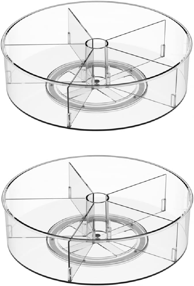 Slideep Lazy Susan Plastic Turntable Divided Spinner for Kitchen Cabinet, Pantry, Fridge, Cupboard, Counter Organizing Fully Rotating Organizer for Food, Spices, and Condiments, 11.5" Clear - 2 Pack by WelcometotheSlideep