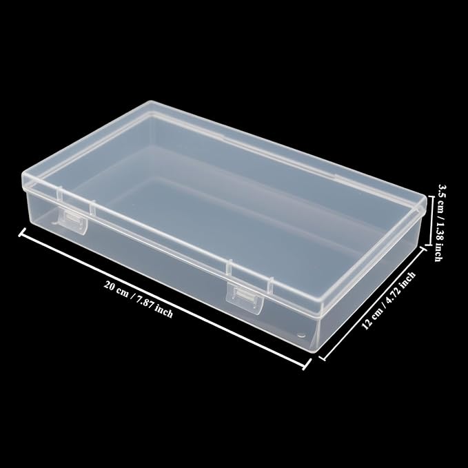 4 Pack Rectangular Clear Plastic Storage Containers | 7.87 x 4.72 x 1.38 inch, Hinged Lid, For Beads and Small Craft Items - Image 2
