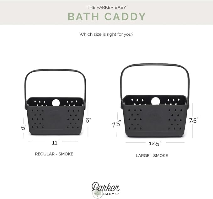 Parker Baby Co. Quick-Dry Bath Caddy Organizer with Handle - Smoke, Large | BPA-free, food-grade shower caddy & bath organizer that stores toys and bath supplies in a sturdy, easy-carry handle design - Image 7