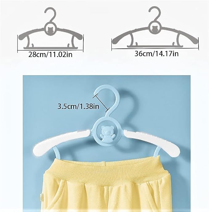 Baby Clothes Hangers 50 Pack, Plastic Kids Hangers Space Saving for Closet | Blue Hanger for Toddler Girl and Boy - Lightweight Anti-Slip Cascading Padded Extendable Adjustable Pant Bear Children Hangar - Image 3