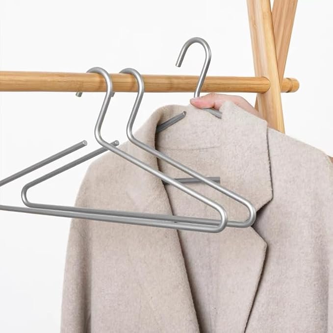 Premium Matte Silvery Aluminum Coat Hangers 6 Piece Set, 16.5” Extra Smooth & Durable Metal Shirt Dress Hanger,Aluminum Alloy Hanger,Clothing Support,Clothing Hang by WONQEXZ