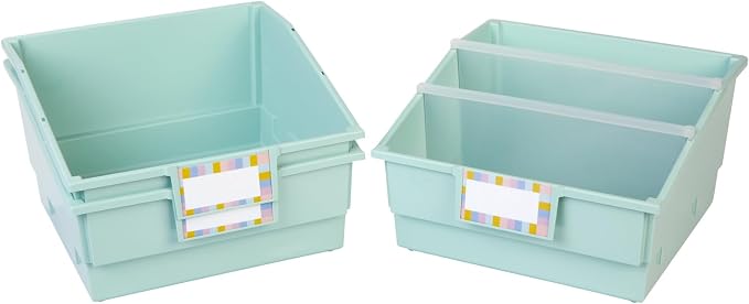 Really Good Stuff Picture Book Classroom Library Bins with Dividers, 6-Pack | Mint Green, 13.5 in W x 13.5 in D x 7.75 in - Image 7