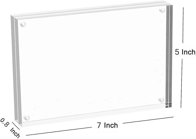 Meetu Acrylic Picture Frame 5x7 Tabletop Photo Frame Magnetic Double Sided Frame Free Standing Desktop for Display Document, Certificate, Photograph, Artwork in Office Room - Image 2
