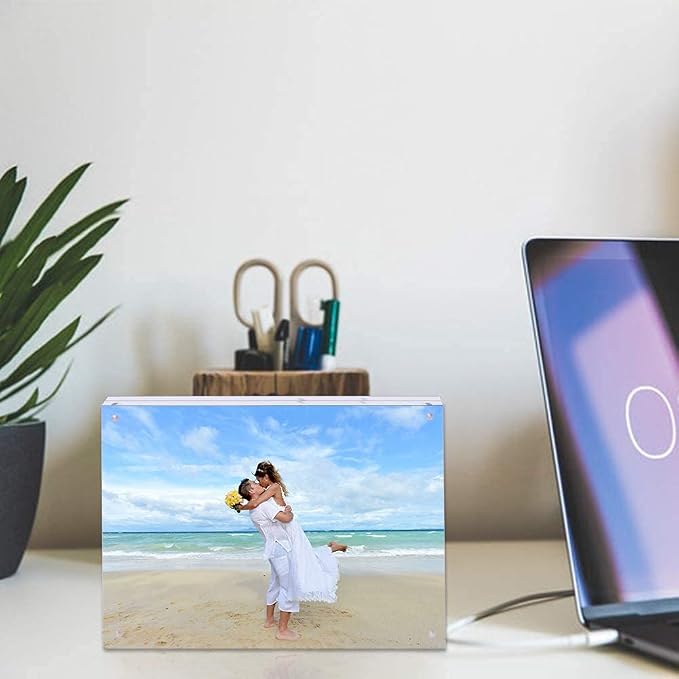 8X8 Acrylic Picture Frame with Stand Clear Magnetic Photo Fridge | Desktop Frameless Photo frame,Can be placed vertically,laid flat,or attached to the fridge,for Family, Baby, Friend Best Gift - Image 6