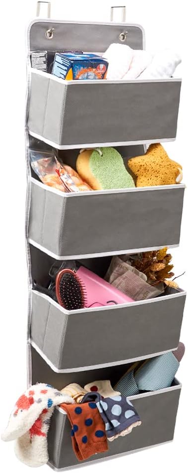 EZOWare 2PACK Over the Door Hanging Organizer with 4 Pocket, Home Storage Organizer with Hook for Pantry Baby Nursery Bathroom Closet Dorm - Image 7