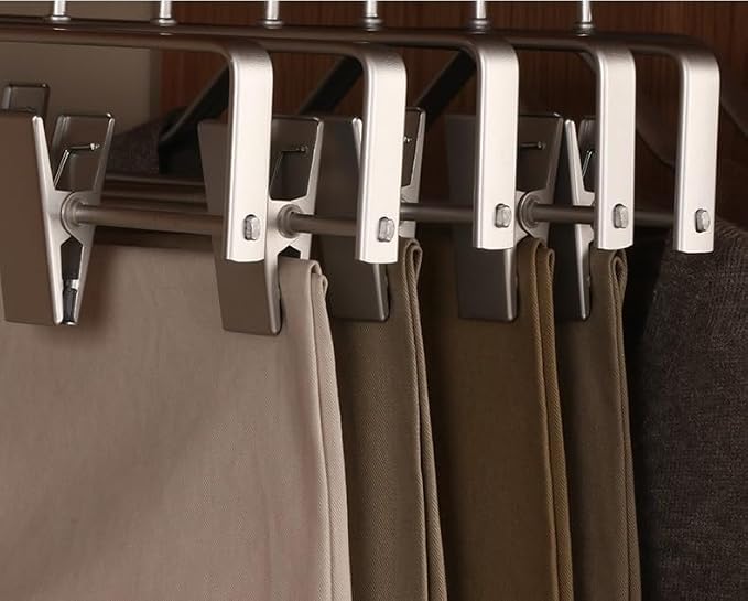 Premium Matte Silvery Aluminum Pants Clip Hanger 10 Pack, 12” Extra Smooth & Durable Metal Shirt Dress Aluminum Alloy Hanger,Clothing Support,Clothing Hang - Image 3