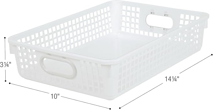 Really Good Stuff Small Desktop Paper Storage Baskets, 14" x 10" x 3.25" | 6-Pack, Neon Group Colors, Mesh Baskets for Classroom or Home, Secure Papers Crease-Free - Image 2