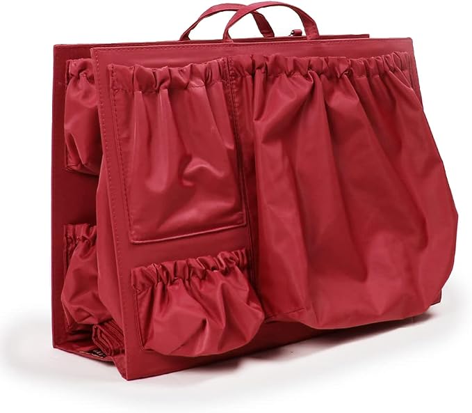 Original Bag Organizer (14" L x 10" H) - 11 Pocket Tote Insert - For Travel, Work, Baby and More (Original Red) by ToteSavvy