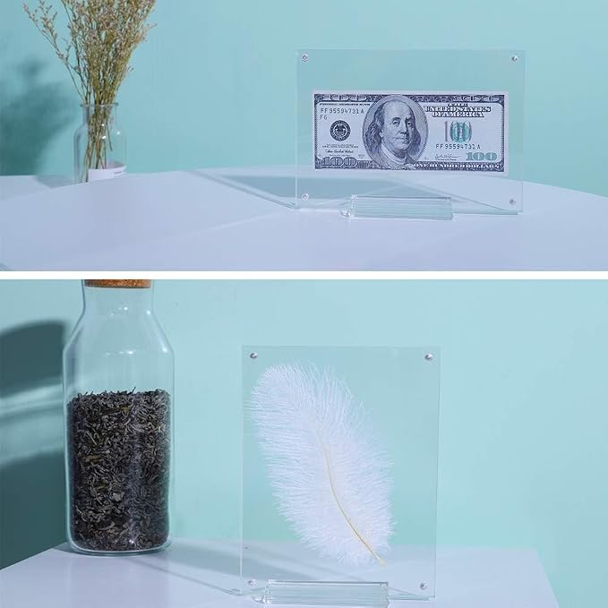 11x14 Acrylic Picture Frame,Clear Double Sided Magnetic Photo Frame | With Stand,Desktop Frameless Floating Frame for Artwork Poster Certificate Document,Perfect Decorate Birthday Wedding Party - Image 6