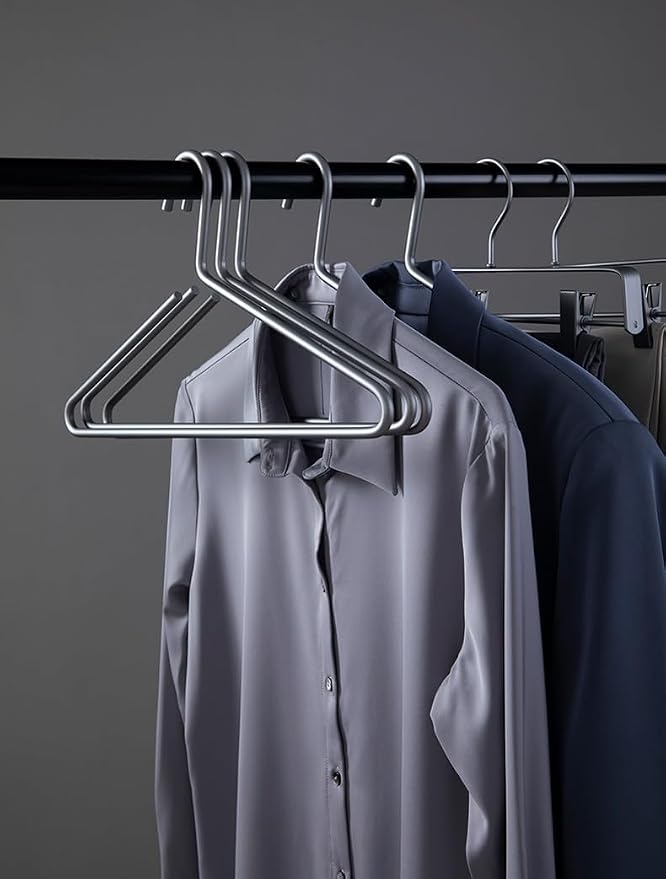Premium Matte Titanium Gray Aluminum Coat Hangers 10 Piece Set, 16.5” Extra Smooth & Durable Metal Shirt Dress Hanger,Aluminum Alloy Hanger,Clothing Support,Clothing Hang - Image 2