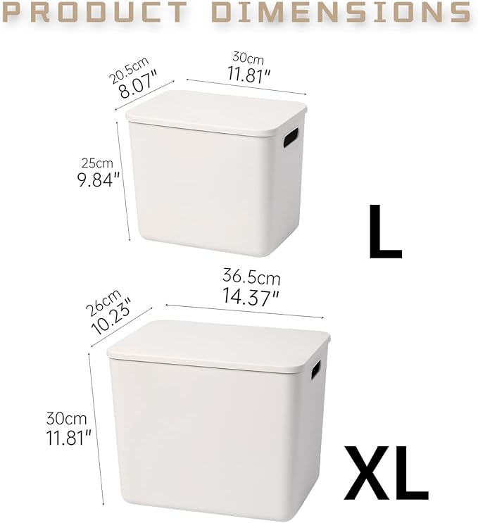 Yishyfier Plastic Storage Baskets With Lid Organizing Container Lidded Knit Storage Organizer Bins for Shelves Drawers Desktop Closet Playroom Classroom Office (4XL+2L, Light grey) - Image 5