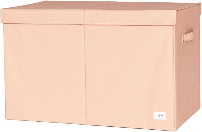 3 Sprouts Recycled Fabric Toy Chest, Extra Large, With Lid, Solid Clay | Recycled fabric, Extra large storage box, Lid included, Collapsible, Sturdy toy bins, Kids bedroom or playroom, Lightweight by 3Sprouts