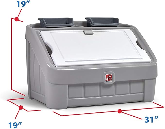 Step2 2-in-1 Toy Box & Art Lid, Kids Toy Storage Bin & Organizer, Easel & Chest in One, Made of Durable Plastic, For Toddlers 2+ Years Old, Gray - Image 5