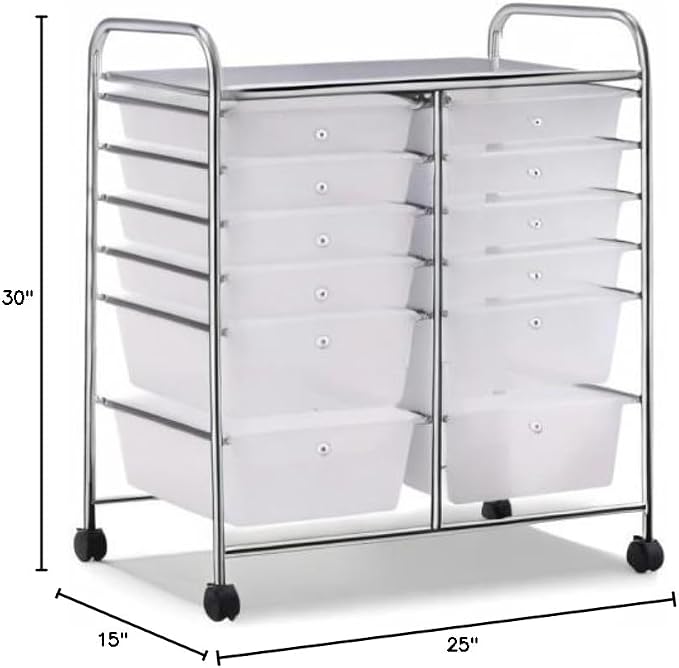 Giantex 12 Drawer Rolling Storage Cart Tools Scrapbook Paper Office School Organizer (White) - Image 3