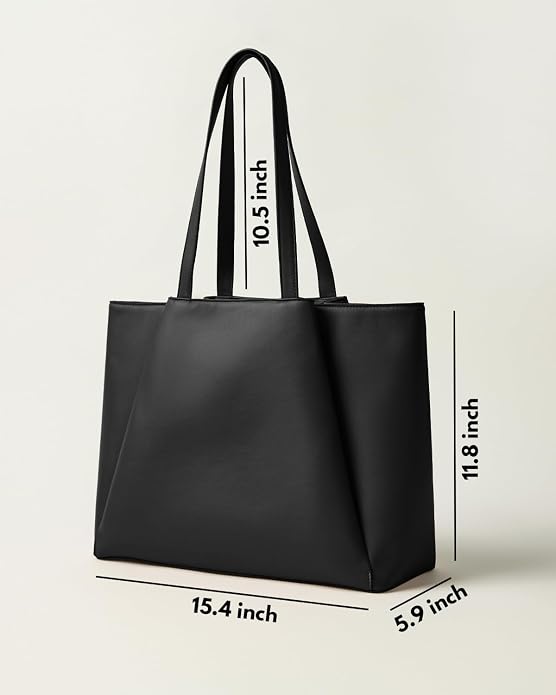 Work Tote Bags for Women 15.6 Inch Laptop with Zip Compartments | Vegan Leather Strcutured Professional Briefcase for Office, Meeting, Business with Padded Sleeve for Computer, water bottle - Image 7