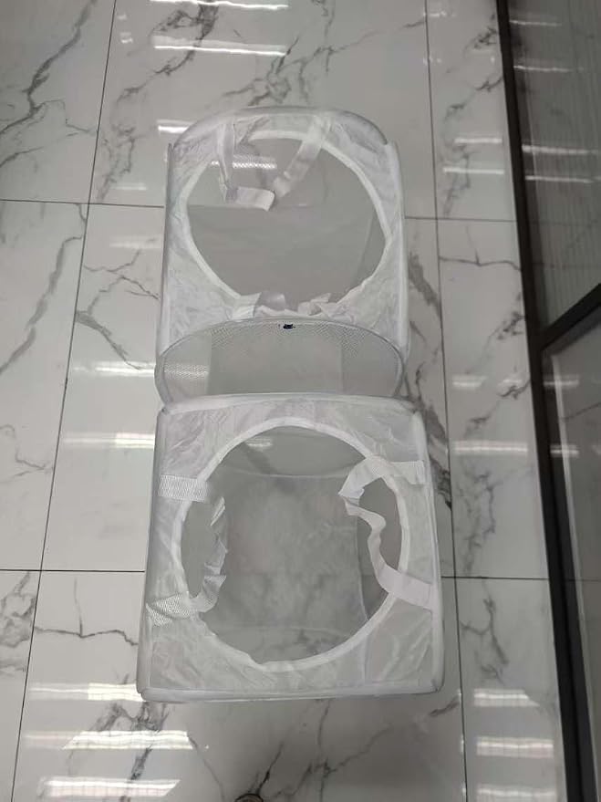 SUPNFOX 2 Pack Pop Up Mesh Laundry Baskets, Collapsible Washing Basket Popup Laundry Hamper, Foldable Laundry Bin Bag with Handles for Kids Room College Dorm Or Camping -White - Image 12