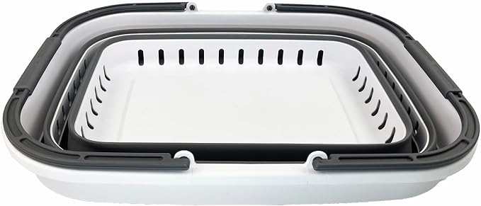 SAMMART 26L (6.8 Gallons) Collapsible Plastic Laundry Basket with Handle-Foldable Pop Up Storage Basket with Handle (White/Steel Grey (Set of 2)) - Image 3