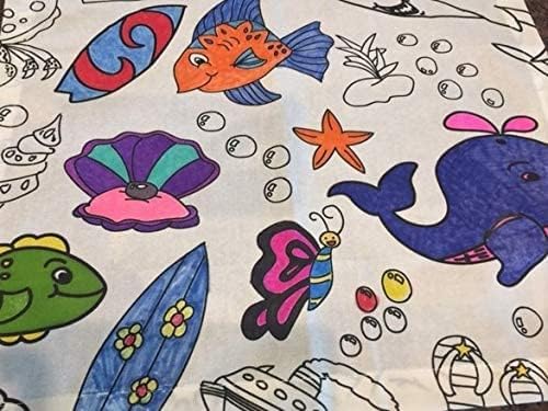 Oceantime Fun Design – Rectangle Tablecloth 60”X84” - Interactive Coloring Tablecloth for Kids – Poly/Cotton Fabric - Washable and Reusable – DIY Activity for Children and Adults - Image 7