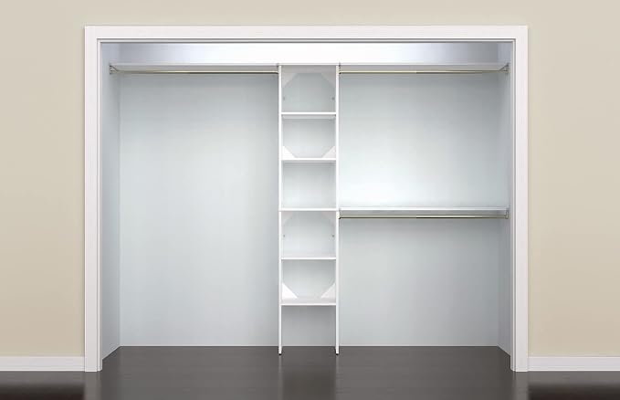 ClosetMaid SuiteSymphony Wood Closet Organizer Kit with Tower, 3 Hang Rods, Top Shelves, Adjustable, Fits Spaces 5 - 9 ft. Wide, Pure White - Image 10