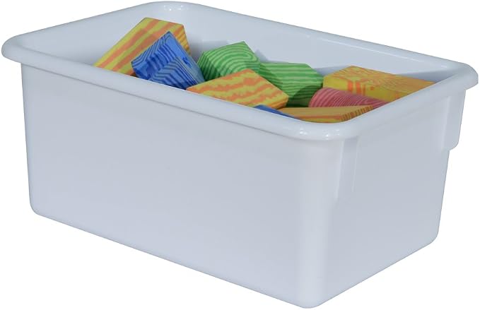Wood Designs Cubby Storage Bin, Heavy Duty Plastic Containers for Kids White Cubby Tray Set of 30 - Image 3